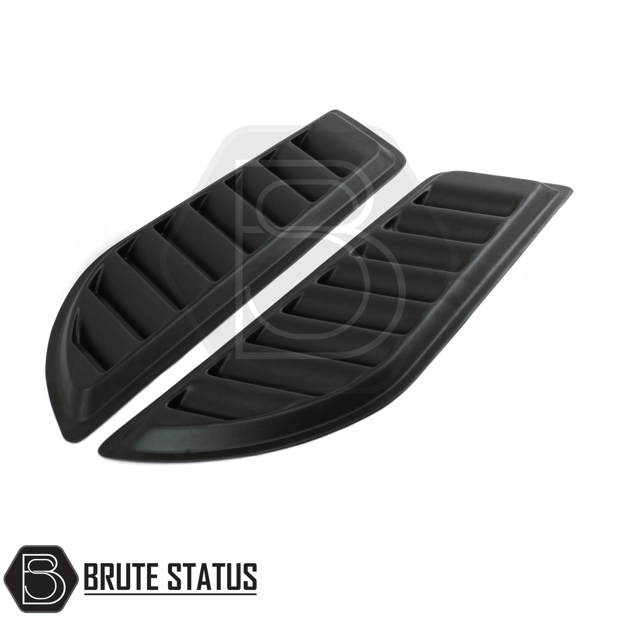 Universal matte black ABS bonnet vents with adhesive tape, no-drill install, UV resistant, fits most trucks, includes all parts