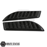 Universal matte black ABS bonnet vents with adhesive tape, no-drill install, UV resistant, fits most trucks, includes all parts