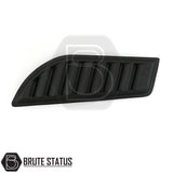 Universal matte black ABS bonnet vents with adhesive tape, no-drill install, UV resistant, fits most trucks, includes all parts