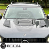 Universal matte black ABS bonnet vents with adhesive tape, no-drill install, UV resistant, fits most trucks, includes all parts