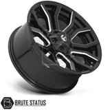 Fuel Rage 20-inch alloy wheels in gloss black milled, premium 4x4 wheel set with 6x139.7 fitment for pickup trucks.