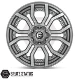 Fuel Rage brushed gunmetal grey alloy wheels, 20x9 off-road wheel upgrade with ET1 offset and 6x139.7 PCD fitment.