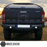 Heavy duty rear bumper in matte black for 2012-2022 Ford Ranger pickup trucks 