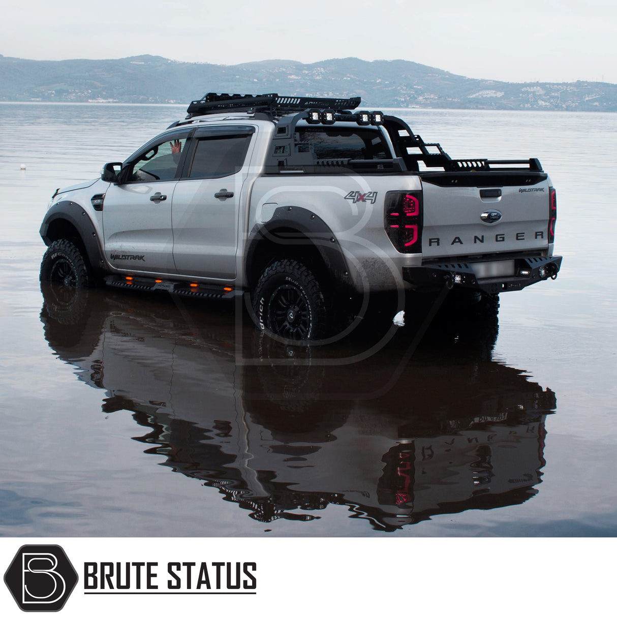 Heavy duty rear bumper in matte black for 2012-2022 Ford Ranger pickup trucks 