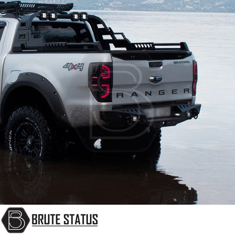 Heavy duty rear bumper in matte black for 2012-2022 Ford Ranger pickup trucks 