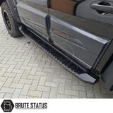 Ford Ranger 2012-2022 heavy duty S30 carbon steel side steps in matte black fitted to T6 pickup truck