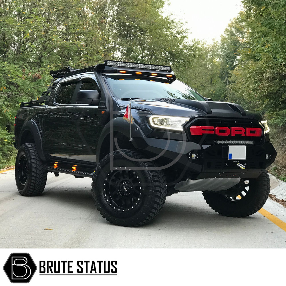 Ford Ranger 2012-2022 aftermarket side steps matte black steel truck modification accessory