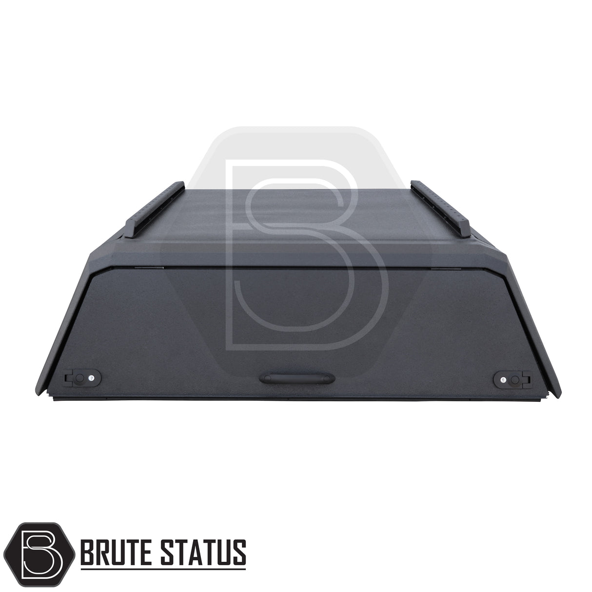 Heavy-duty steel rear canopy with Line-X coating, multi-access doors, and roof rails for Ford Ranger 2023+ pickup truck