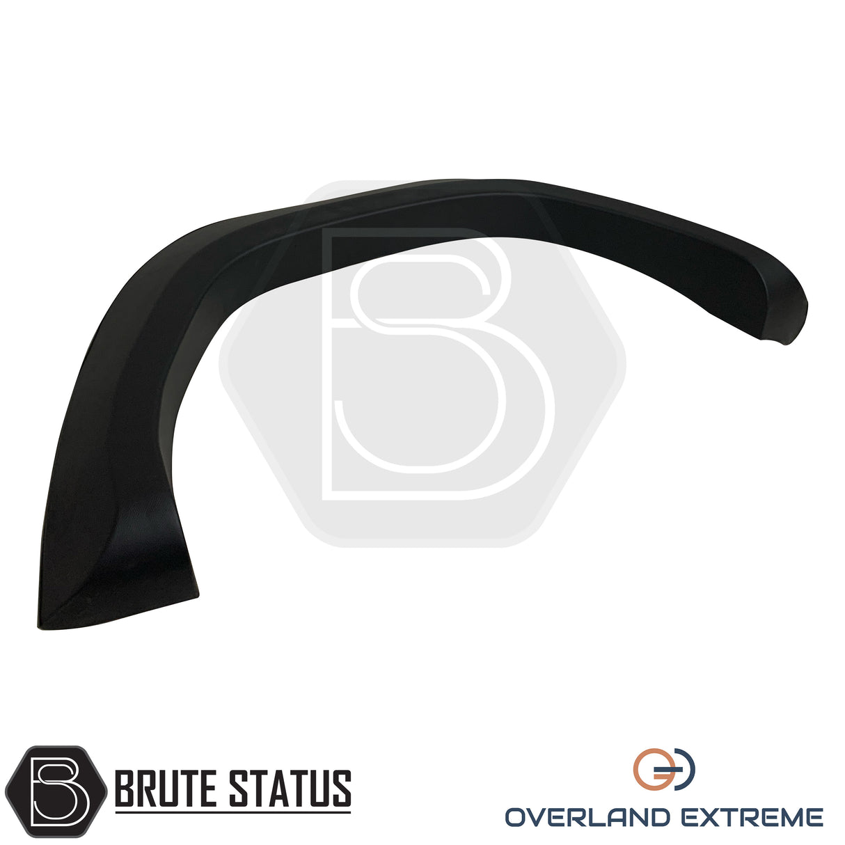 Overland Extreme matte black wide wheel arches for Toyota Hilux 2015–2020 double cab, made from premium ABS plastic with rubber seal interface, precision CAD designed for perfect fitment and UV-protected for long-lasting finish.