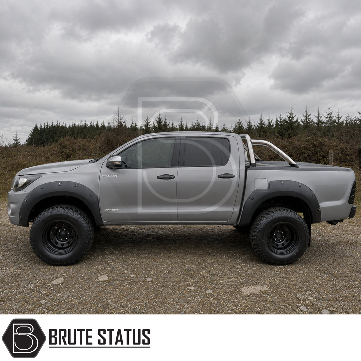 Toyota Hilux 2005-2011 riveted style wheel arches and wide fender flare kit in textured black for Double Cab pre-facelift pickup truck