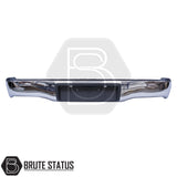 Chrome rear bumper for Toyota Hilux 2011–2014, featuring a factory-style finish, non-slip step pads with drainage channels, and direct bolt-on installation for enhanced durability and functionality
