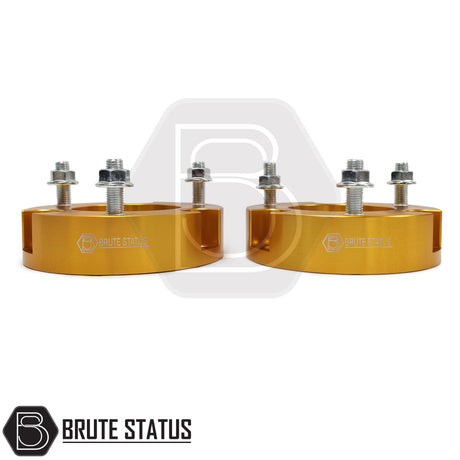 32mm front suspension shock spacer lift kit for Toyota Hilux MK8 2015-2019 with anodised 6061-T6 aluminium construction and pre-installed studs