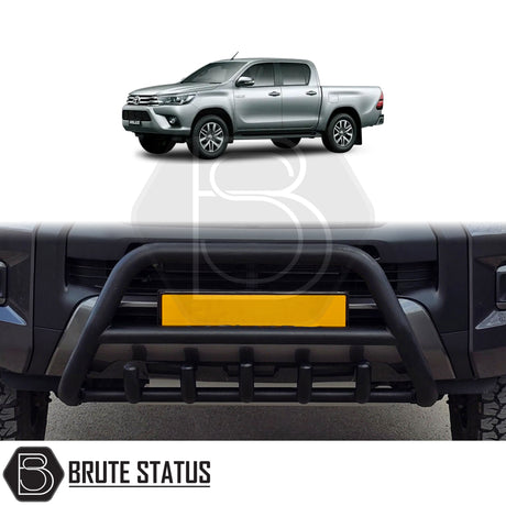 Matte black stainless steel city bar for Toyota Hilux 2015-2021 – bumper protection with easy DIY installation and TÜV certification
