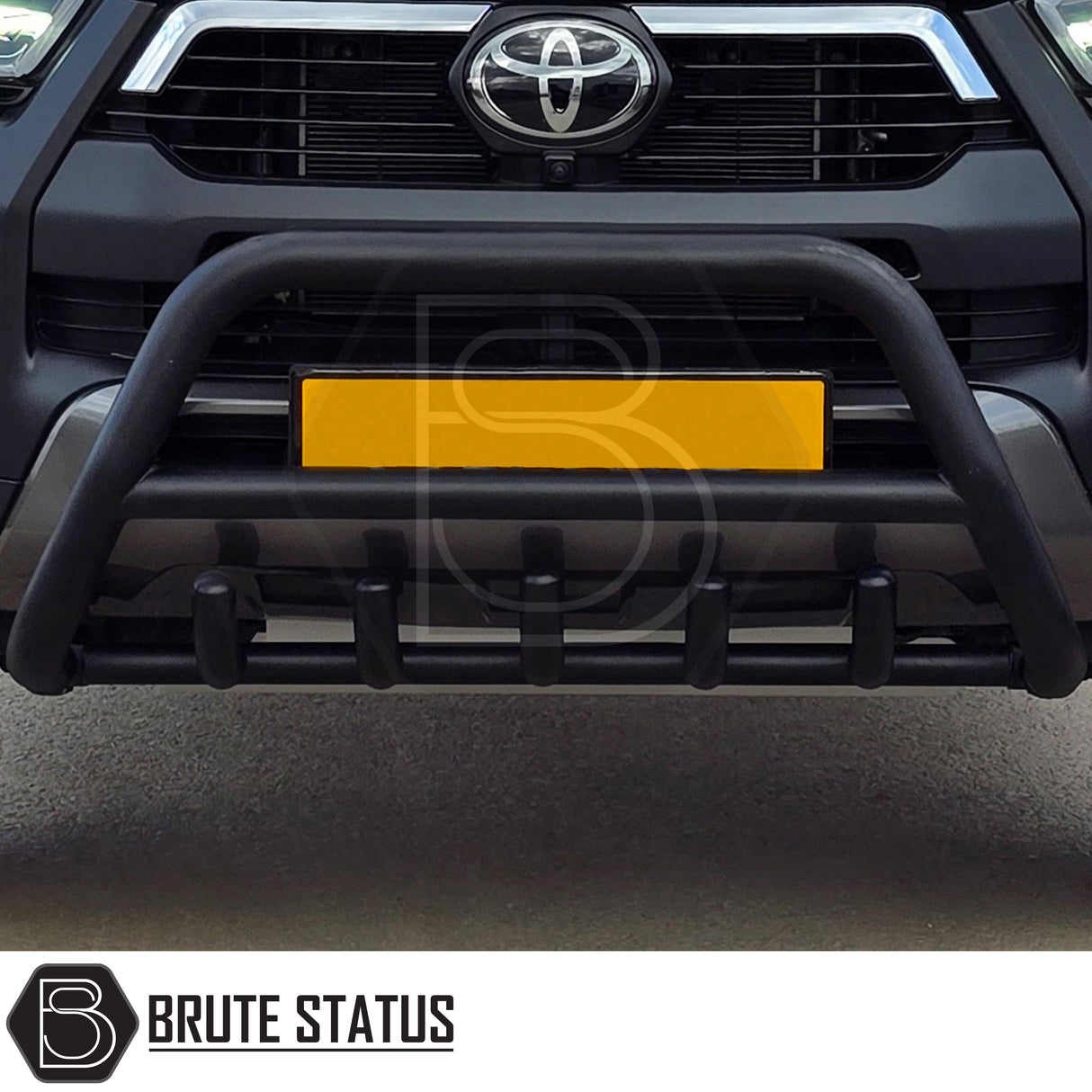Matte black stainless steel city bar for Toyota Hilux 2015-2021 – bumper protection with easy DIY installation and TÜV certification