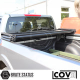 Toyota Hilux truck bed cover with folding tri-fold design, premium COVR tonneau cover for Double Cab models.