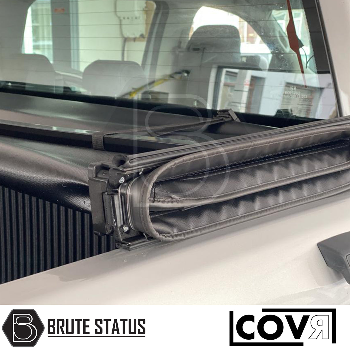 Toyota Hilux 2015-2021 tri-fold load bed cover by COVR, durable UV-stable tonneau cover with reinforced construction.