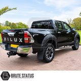 Toyota Hilux 2018-2020 wide fender flares and wheel arches in UV resistant textured black ABS plastic with riveted style show bolts