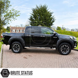 Wide wheel arch extensions for Toyota Hilux 2018-2020 Double Cab with black ABS fender flares riveted styling and 65-70mm additional width