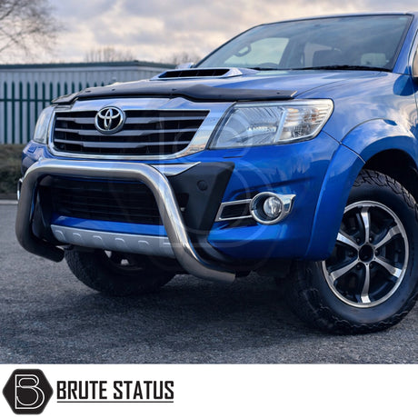 Premium chrome bull bar for Toyota Hilux 2020 onwards – heavy-duty carbon steel front bumper guard with laser-cut mounting plates and easy no-drill installation