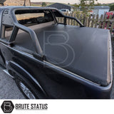 Toyota Hilux 2005-2014 Tonneau Cover, tri-fold design, enhances aerodynamics, UV-stable vinyl, aluminium securing catch, easy install, no drilling required.