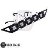 Pickup truck universal LED light kit with 5 bright LED lights designed for compatible roof baskets and roll bar storage baskets