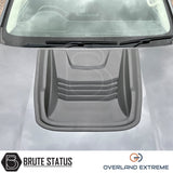 Universal Overland Extreme bonnet scoop in matte black, premium ABS hood scoop styling accessory for pickup trucks and 4x4 vehicles.