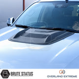 Overland Extreme universal bonnet scoop, durable ABS plastic hood scoop with easy adhesive installation for pickup trucks and off-road vehicles.