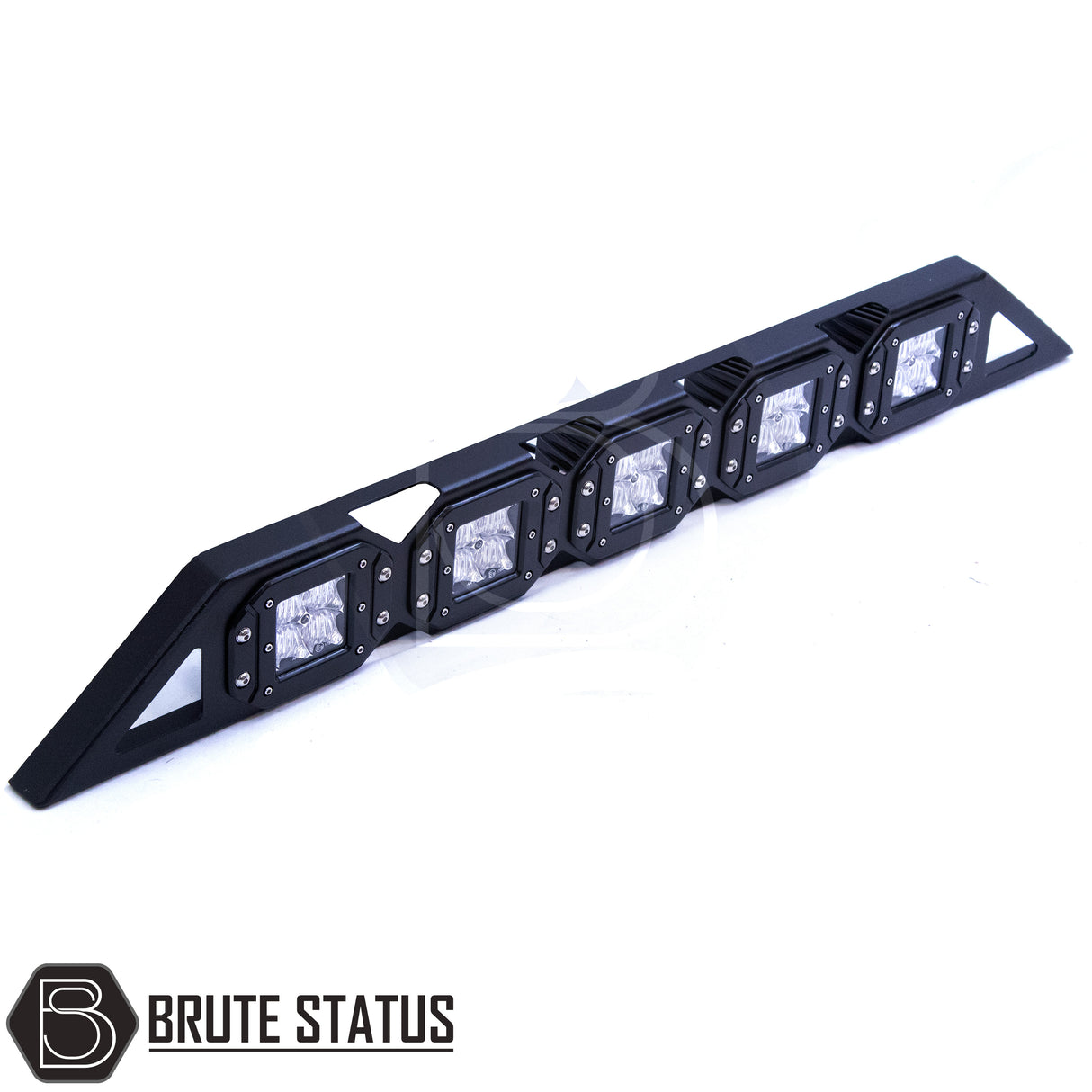 Universal combat style roof rack basket with five bright LED lights, no-drill installation, compatible with pickup trucks fitted with cross bars