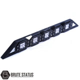 Universal combat style roof rack basket with five bright LED lights, no-drill installation, compatible with pickup trucks fitted with cross bars