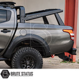 Universal S70 tent roll bar for pickup trucks with heavy duty carbon steel construction and matte black powder coated finish for roof tent mounting fitted onto L200. 