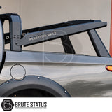 Universal S70 roof tent support roll bar with adjustable 450mm to 600mm height and heavy duty steel construction for European pickup trucks fitted onto pickup truck bed. 