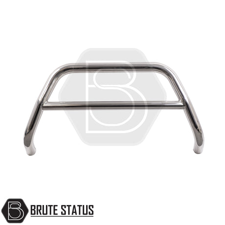 Chrome A-Bar nudge bar for Volkswagen Amarok pickup truck (2010-2017), designed for bumper protection and enhanced styling.