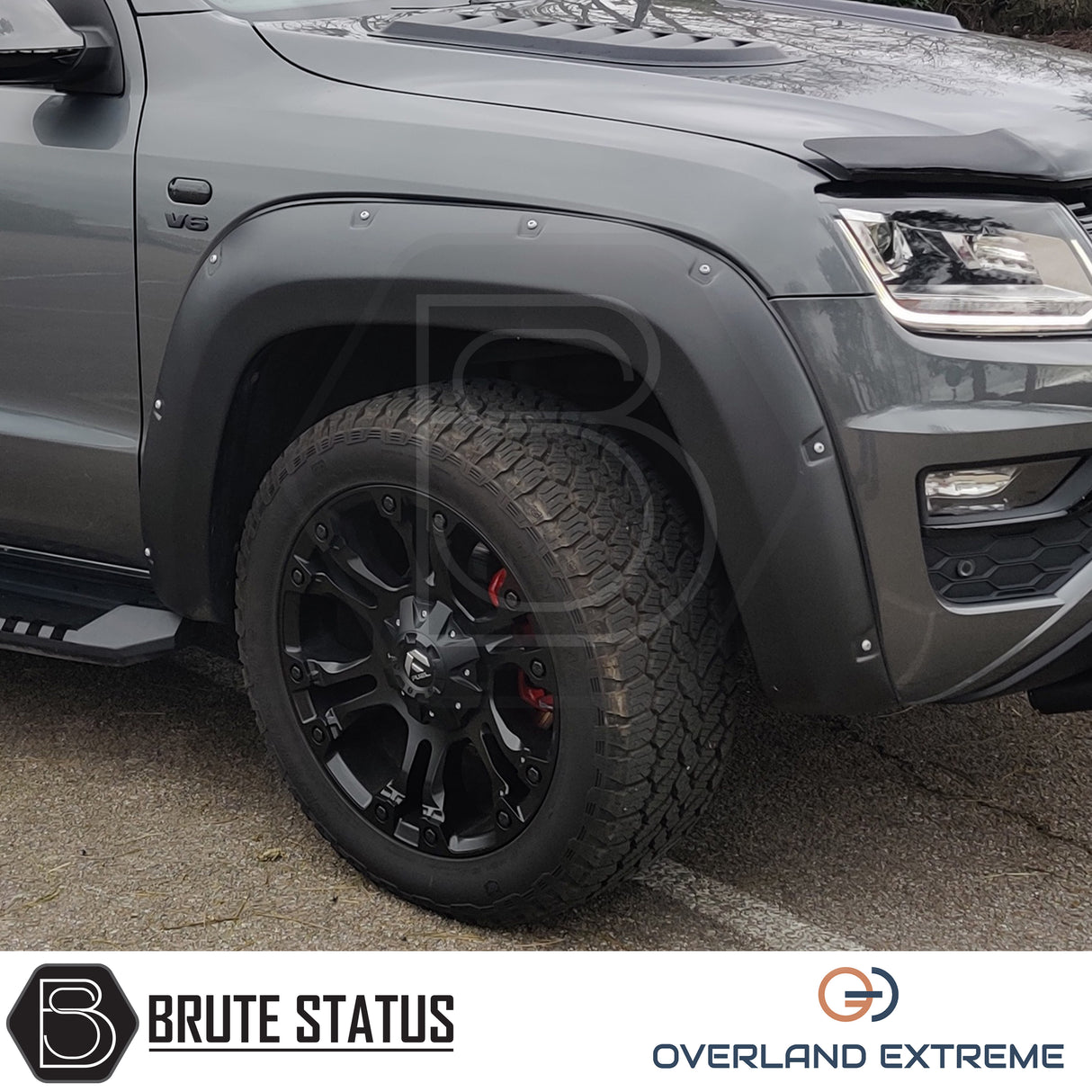 VW Amarok 2010-2017 matte black wide arch kit, premium ABS fender flare upgrade for Double Cab pickup models.