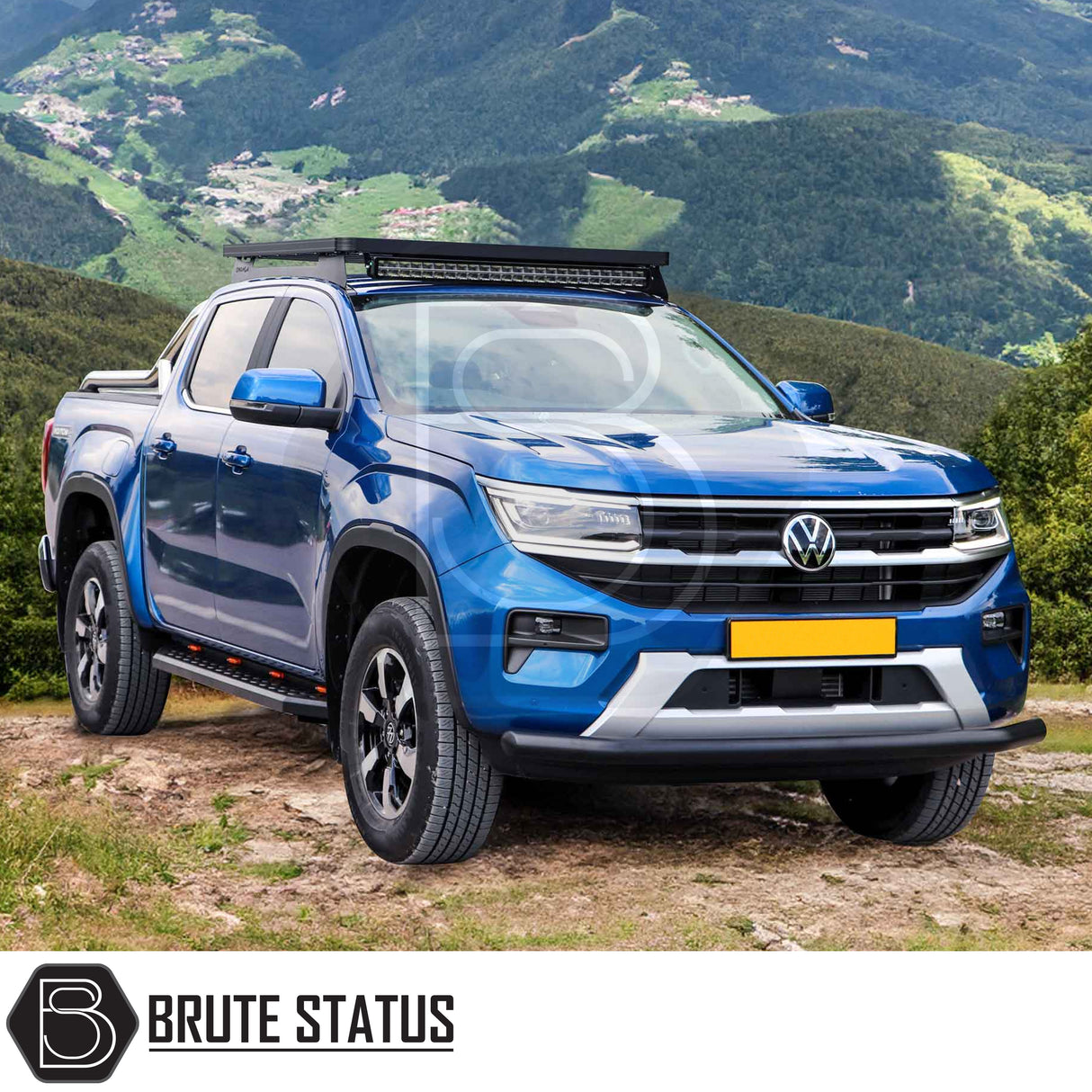 Volkswagen Amarok 2023+ City Bar (Nudge Bar) in matt black, showcasing a durable design with a 70mm diameter pipe for enhanced bumper protection.