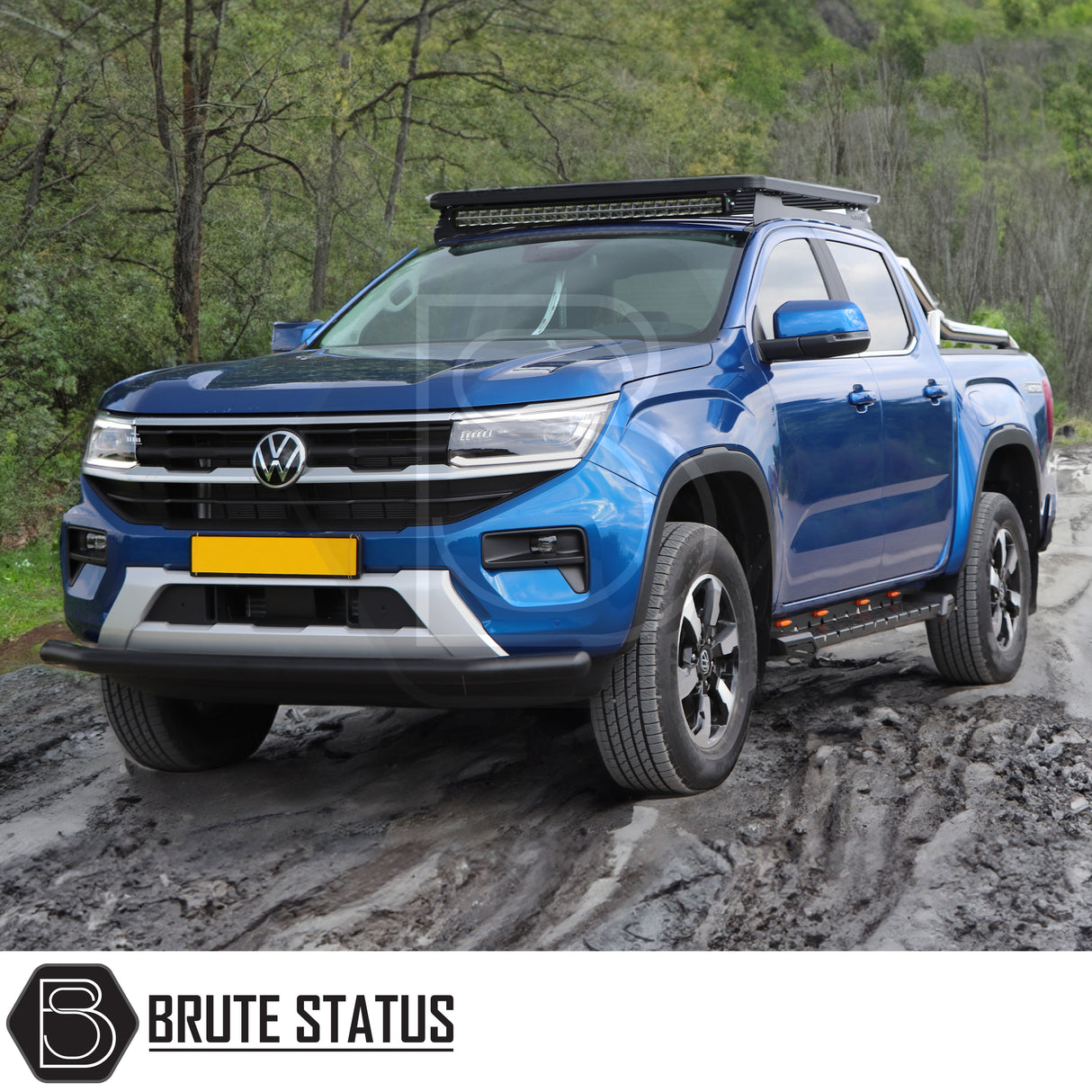 Volkswagen Amarok 2023+ City Bar (Nudge Bar) in matt black, showcasing a durable design with a 70mm diameter pipe for enhanced bumper protection.