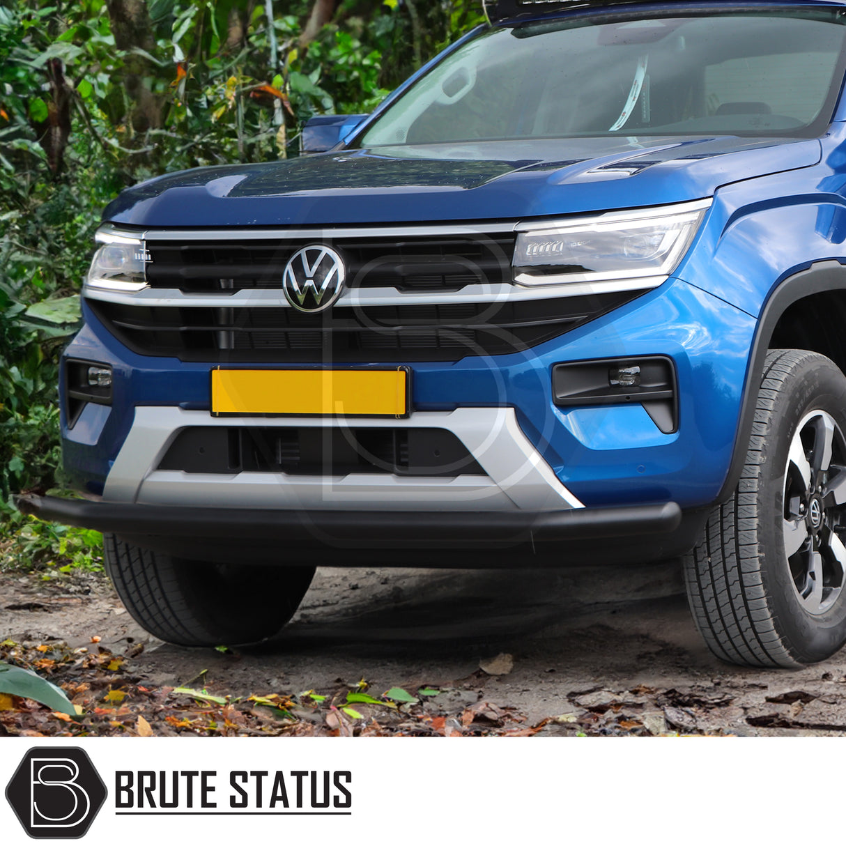 Volkswagen Amarok 2023+ City Bar (Nudge Bar) in matt black, showcasing a durable design with a 70mm diameter pipe for enhanced bumper protection.