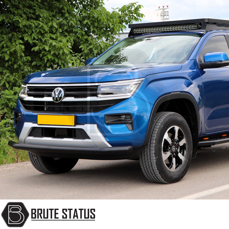 Volkswagen Amarok 2023+ City Bar (Nudge Bar) in matt black, showcasing a durable design with a 70mm diameter pipe for enhanced bumper protection.