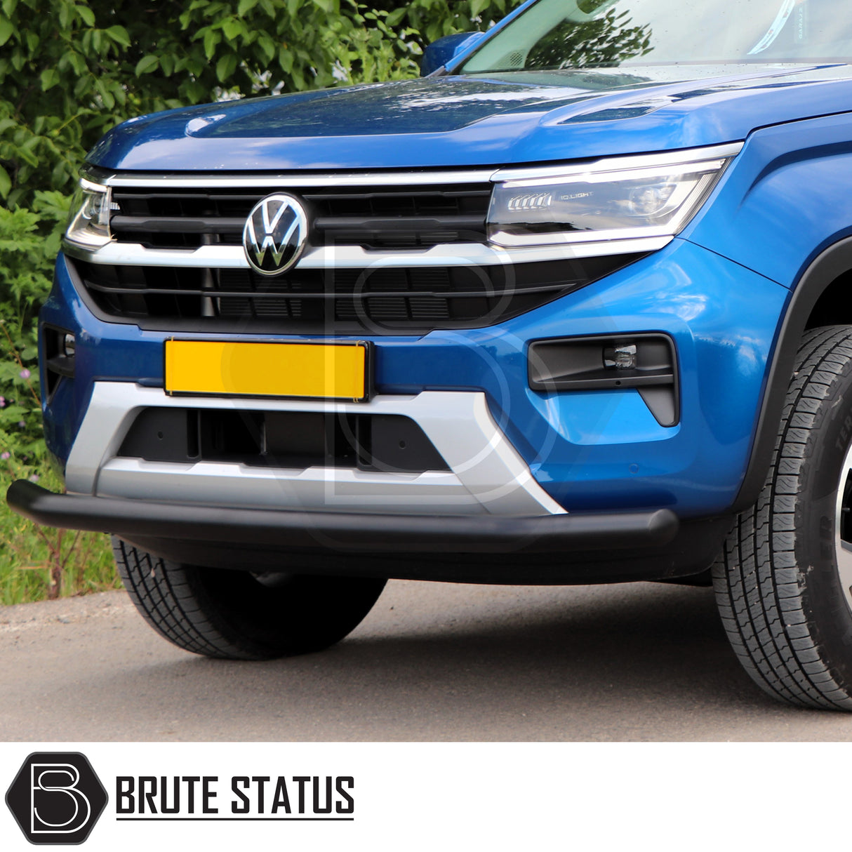 Volkswagen Amarok 2023+ City Bar (Nudge Bar) in matt black, showcasing a durable design with a 70mm diameter pipe for enhanced bumper protection.