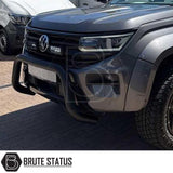 Volkswagen Amarok 2023+ Bull Bar (Nudge Bar) Matt Black installed on truck, showcasing its sleek design and protective function, ideal for enhancing your vehicle's look.