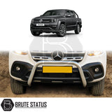 chrome bull/nudge bar for the volkswagen amarok 2017-2022 pickup truck, showcasing its rugged design and protective build