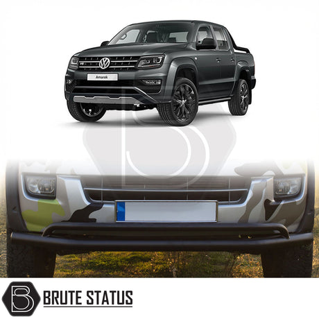 Volkswagen Amarok 2017-2022 matte black city bar nudge bar with heavy duty carbon steel construction powder coated finish and chassis mounting brackets