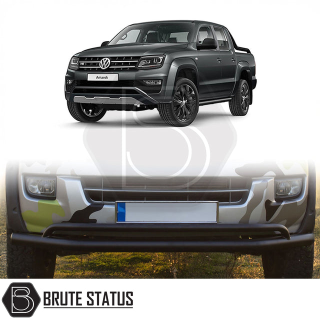 Volkswagen Amarok 2017-2022 matte black city bar nudge bar with heavy duty carbon steel construction powder coated finish and chassis mounting brackets