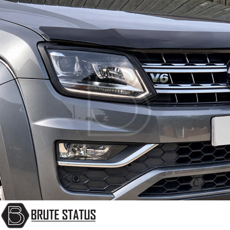 Volkswagen Amarok 2010-2022 matte black headlight covers pair made from high quality ABS plastic with pre-applied 3M adhesive tape