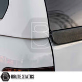 Close-up of a Volkswagen Amarok 2010-2022 Truckman Grand Hardtop Canopy, highlighting the rear hatch seam, black trim, and taillight edge for secure, stylish cargo storage.