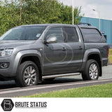 Volkswagen Amarok 2010-2022 Truckman L-Series Hardtop Canopy on grey pickup, enhancing storage and security with cab-high design and remote locking.