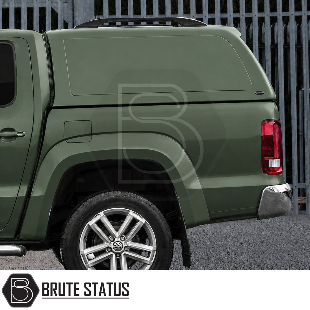 Truckman RS canopy for Volkswagen Amarok pickup trucks with clamp-fit installation and tinted rear glass