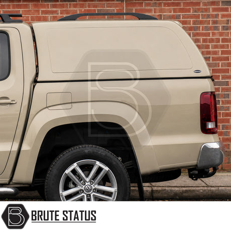 Truckman RS canopy for Volkswagen Amarok pickup trucks with clamp-fit installation and solid rear door