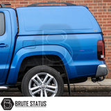Volkswagen Amarok 2010-2022 Truckman RS Hardtop Canopy with solid rear window and remote locking, featuring a robust aftermarket design by Brute Status.