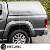 Volkswagen Amarok 2010-2022 Truckman RS Hardtop Canopy with solid rear window and remote locking, featuring color-matched, secure design and Brute Status branding.
