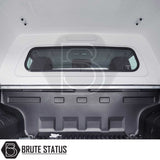 Volkswagen Amarok 2010-2022 Truckman RS Hardtop Canopy with solid rear window and remote locking, featuring a durable white fiberglass topper and secure black bed liner.